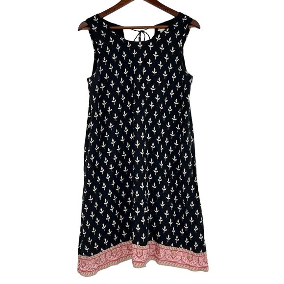 Hatley black A-line floral flower print shift dress keyhole back size medium - Picture 2 of 10